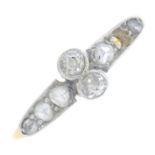 An early 20th century diamond dress ring.One diamond deficient.