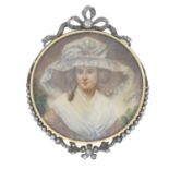 A late 19th century silver and gold painted portrait miniature locket brooch,