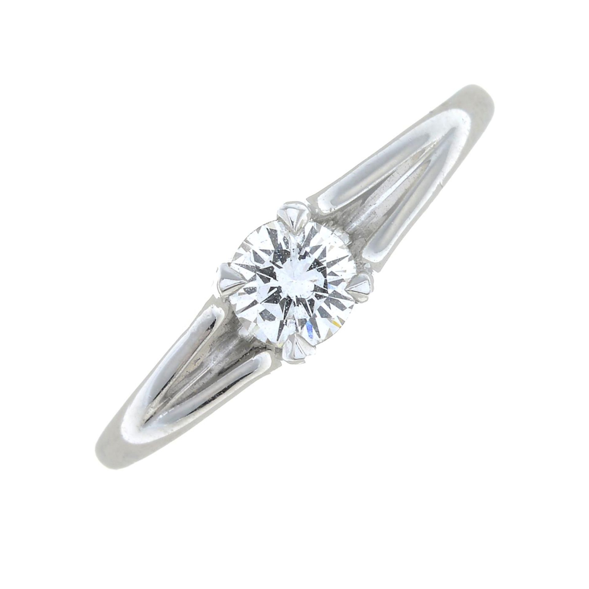 A platinum diamond single-stone ring.Estimated diamond weight 0.35ct, H-I colour, SI clarity.