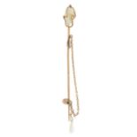 Baroque pearl stickpin, length of stickpin head 1.2cms, 1.5cms.
