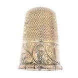 An early 20th century gold thimble.Length 2.3cms.