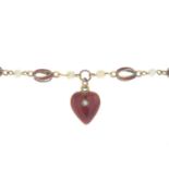 An early 20th century 15ct gold red enamel bracelet,