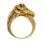 A dress ring, depicting a horse head.Ring size I1/2.