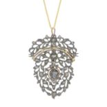 A 19th century silver and gold rose-cut diamond pendant, with 9ct gold chain.