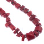 A dyed coral necklace.Length 52cms.