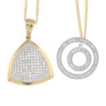 9ct gold single-cut diamond cluster pendant,