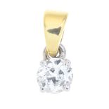 An 18ct gold old-cut diamond single-stone pendant.