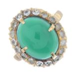 A chrysoprase quartz and colourless gem cluster ring.Ring size S.