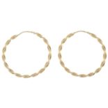A pair of 9ct gold rope-twist hoop earrings.Hallmarks for 9ct gold.