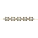 An 18ct gold diaspore bracelet, with diamond spacers.Estimated total diamond weight 0.10ct.