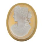A late 19th century gold banded agate cameo brooch,