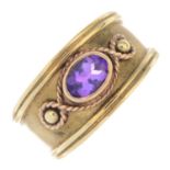A 9ct gold amethyst band ring, by ClogauMakers marks for Clogau.Hallmarks for Sheffield.