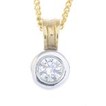 A 9ct gold brilliant-cut diamond single-stone pendant,