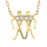 A single-cut diamond figural necklace.Length 43cms.