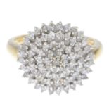 A 9ct gold diamond cluster ring.Estimated total diamond weight 0.70ct.