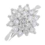 An 18ct gold diamond cluster ring.Total diamond weight 0.75ct.