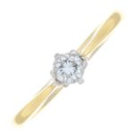 An 18ct gold brilliant-cut diamond single-stone ring.Estimated diamond weight 0.20ct,