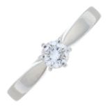A platinum diamond single-stone ring.Estimated diamond weight 0.35ct, H-I colour, SI clarity.