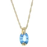 A topaz and diamond pendant, with 9ct gold chain.Chain with hallmarks for 9ct gold.