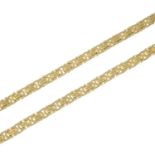 A 9ct gold fancy-link necklace.Hallmarks for 9ct gold.