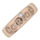 A 9ct gold 'Cariad' ring, with diamond highlight, by Clogau.Maker's marks for Clogau.