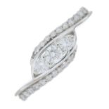 An 18ct gold diamond dress ring.Total diamond weight 0.33ct, stamped to band.