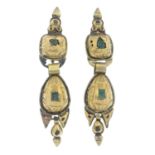 A pair of 19th century emerald drop earrings.AF.