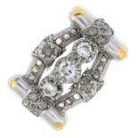 A mid 20th century diamond dress ring.Estimated total brilliant-cut diamond weight H-I colour,