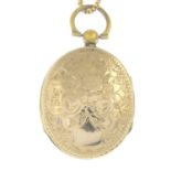 A engraved locket, with chain.
