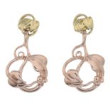 A pair of 9ct gold 'Tree of Life' bi-colour earrings,
