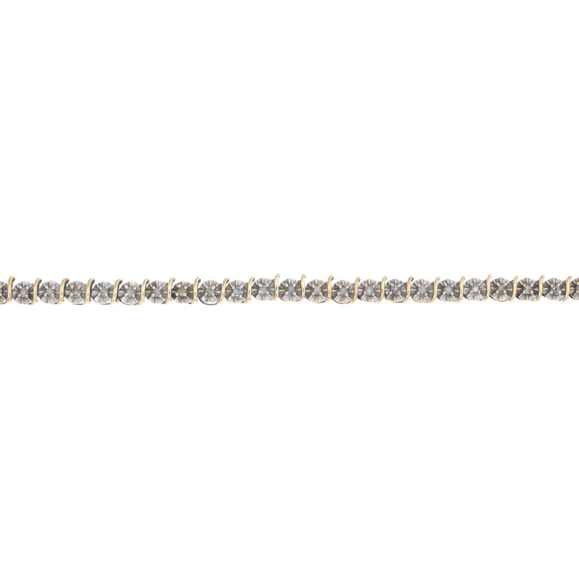 A 9ct gold illusion-set diamond bracelet.Total diamond weight 1ct, stamped to clasp.