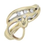 A 9ct gold diamond ring, designed to depict a stylised flower, by Clogau.