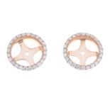 A pair of 18ct gold diamond stud earring jackets.Estimated total diamond weight 0.35ct.