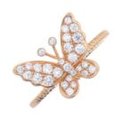 An 18ct gold diamond butterfly dress ring.Total diamond weight 0.33ct.