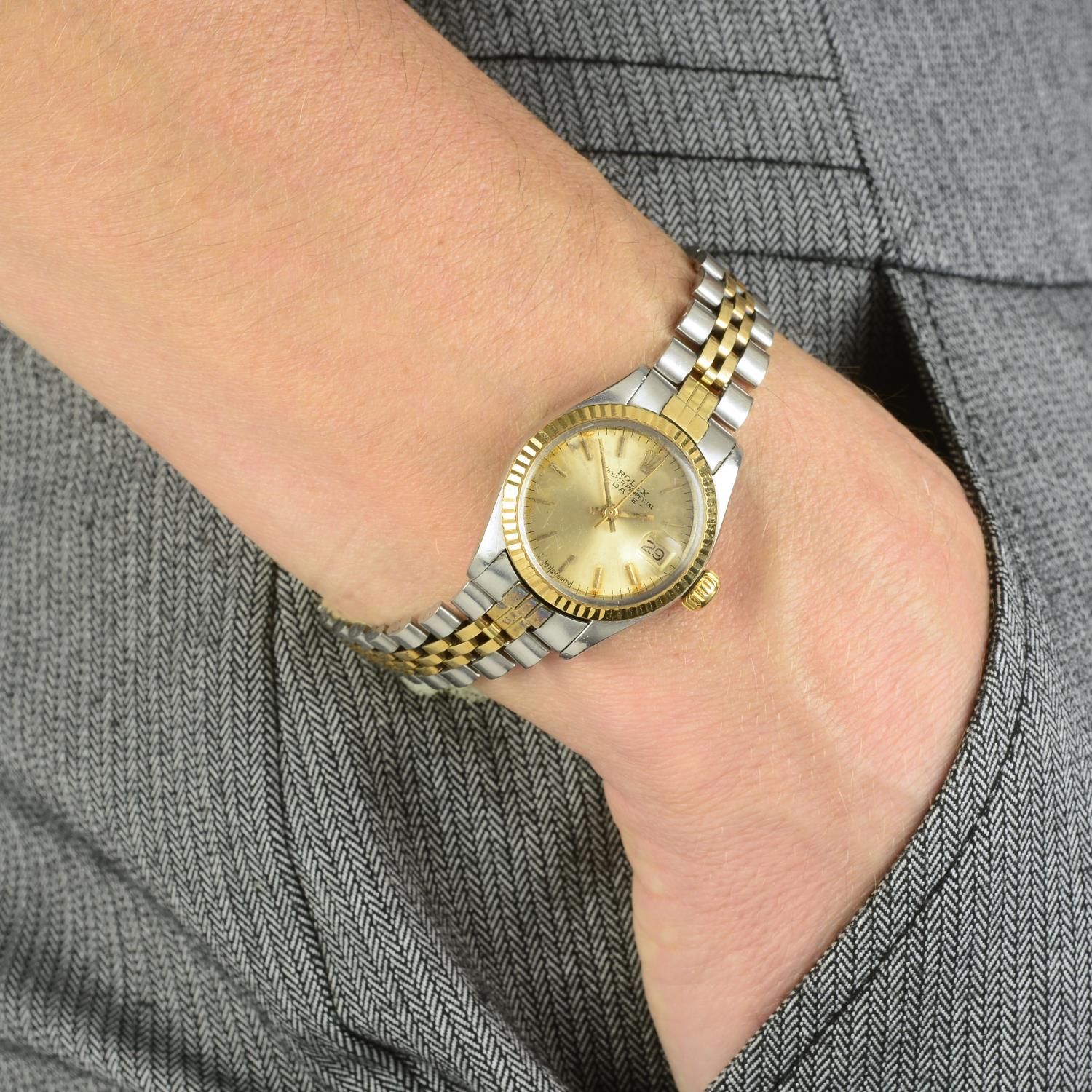 ROLEX - a lady's Oyster Perpetual Date bracelet watch. - Image 3 of 3