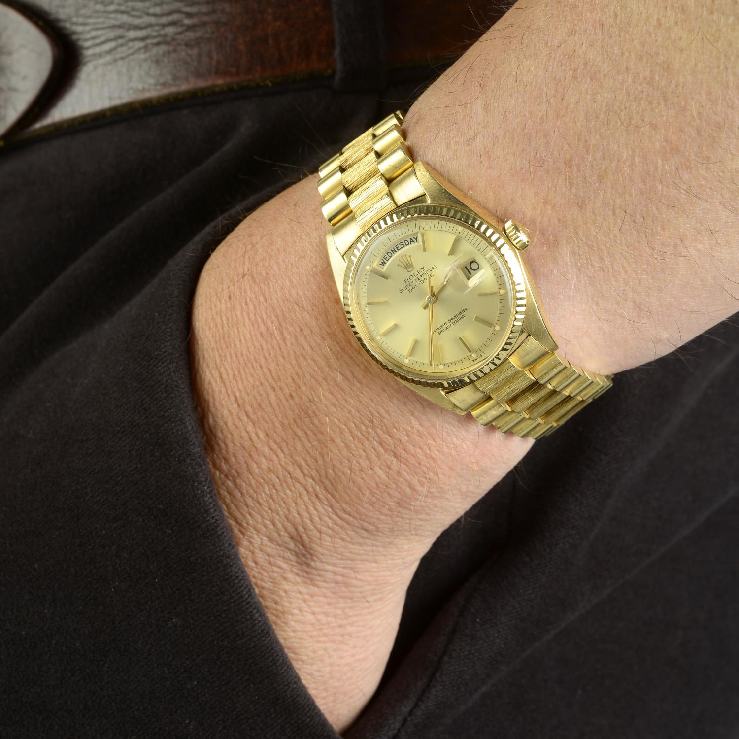 ROLEX - a gentleman's Oyster Perpetual Day-Date bracelet watch. - Image 3 of 3