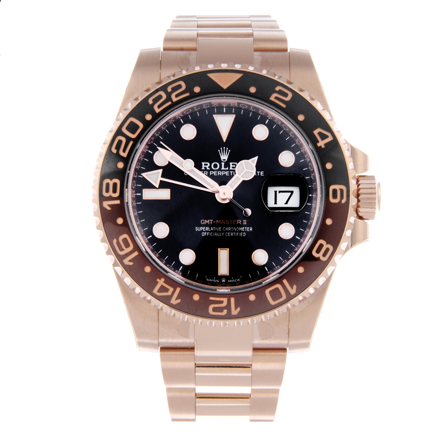 CURRENT MODEL: ROLEX - a gentleman's Oyster Perpetual Date GMT-Master II bracelet watch.