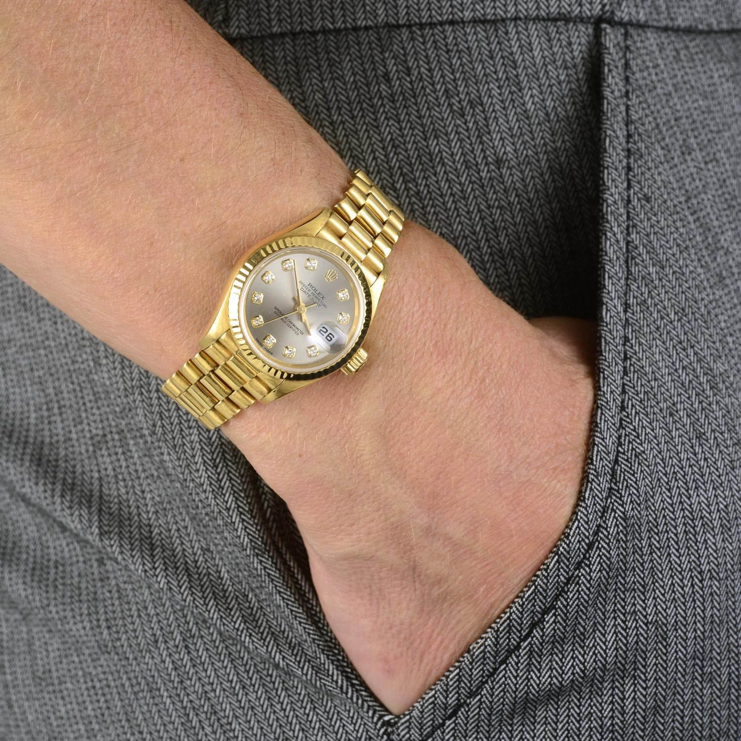 ROLEX - a lady's Oyster Perpetual Datejust bracelet watch. - Image 3 of 3