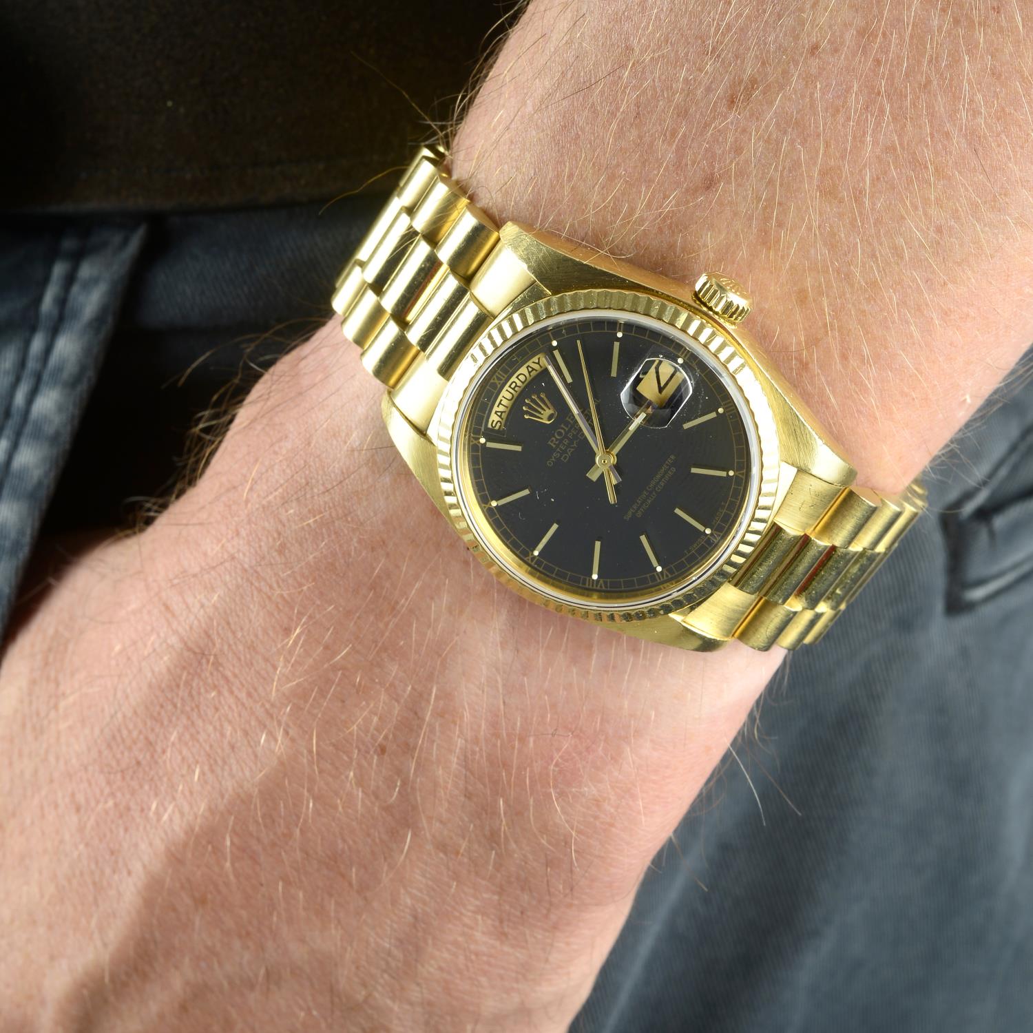 ROLEX - a gentleman's Oyster Perpetual Day-Date bracelet watch. - Image 3 of 3