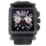 FRANCK MULLER - a gentleman's Black Cortez Conquistador chronograph wrist watch.