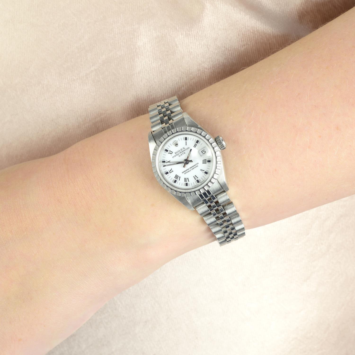 ROLEX - a lady's Oyster Perpetual Date bracelet watch. - Image 3 of 3