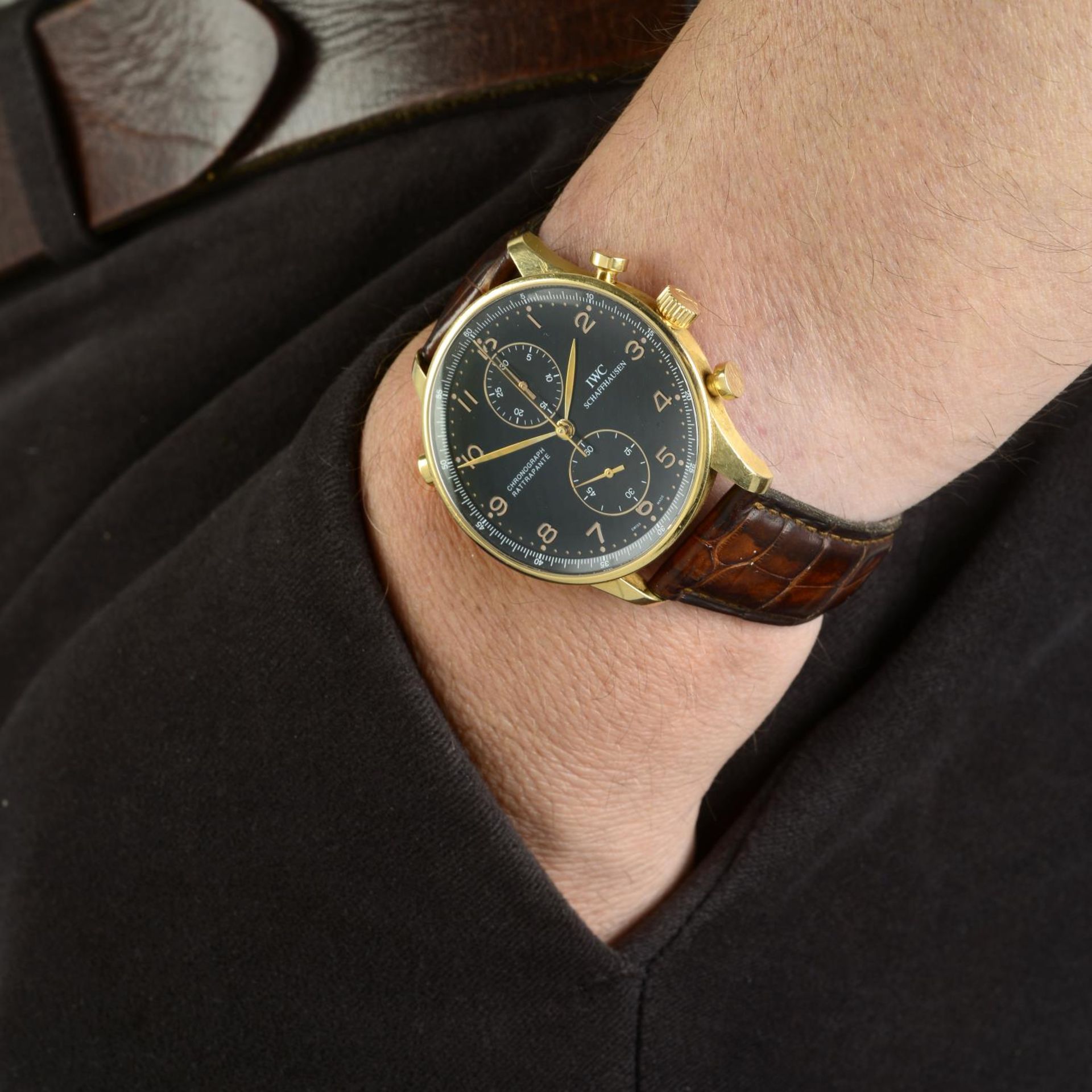 IWC - a gentleman's Portuguese Rattrapante chronograph wrist watch. - Bild 3 aus 3