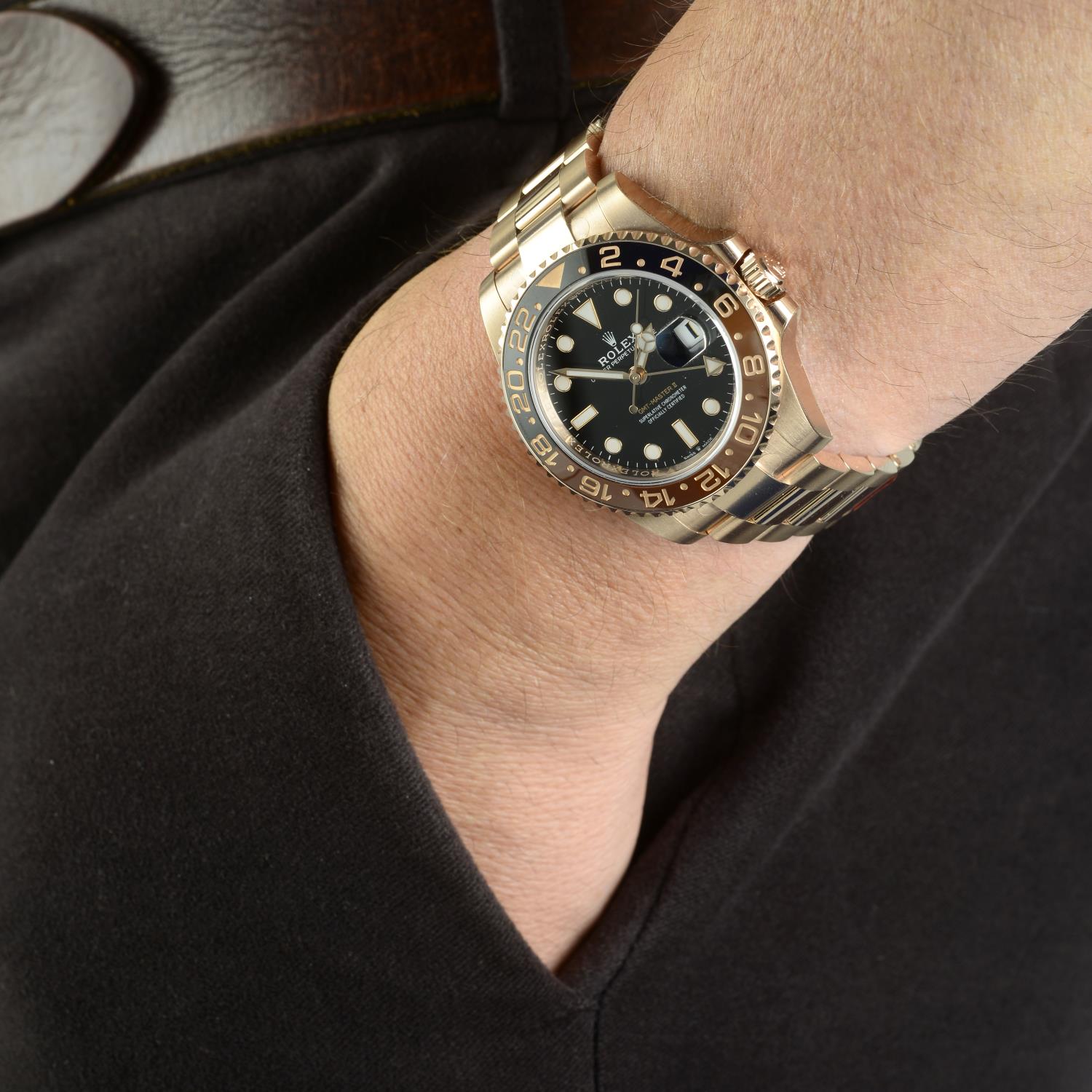 CURRENT MODEL: ROLEX - a gentleman's Oyster Perpetual Date GMT-Master II bracelet watch. - Image 3 of 4