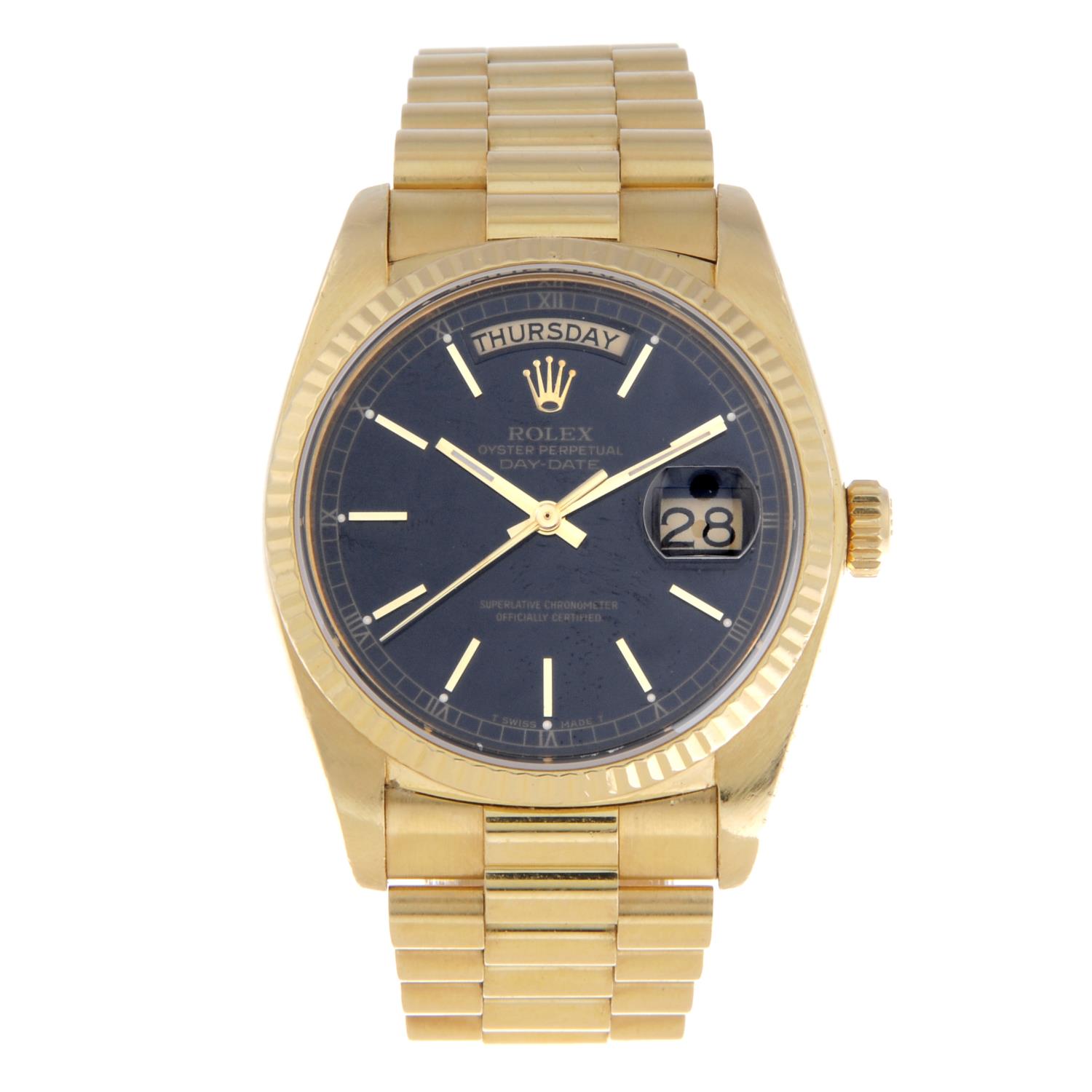 ROLEX - a gentleman's Oyster Perpetual Day-Date bracelet watch.