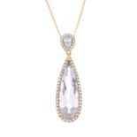 An 18ct gold morganite and vari-cut diamond pendant,