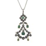 A late emerald and rose-cut diamond pendant,