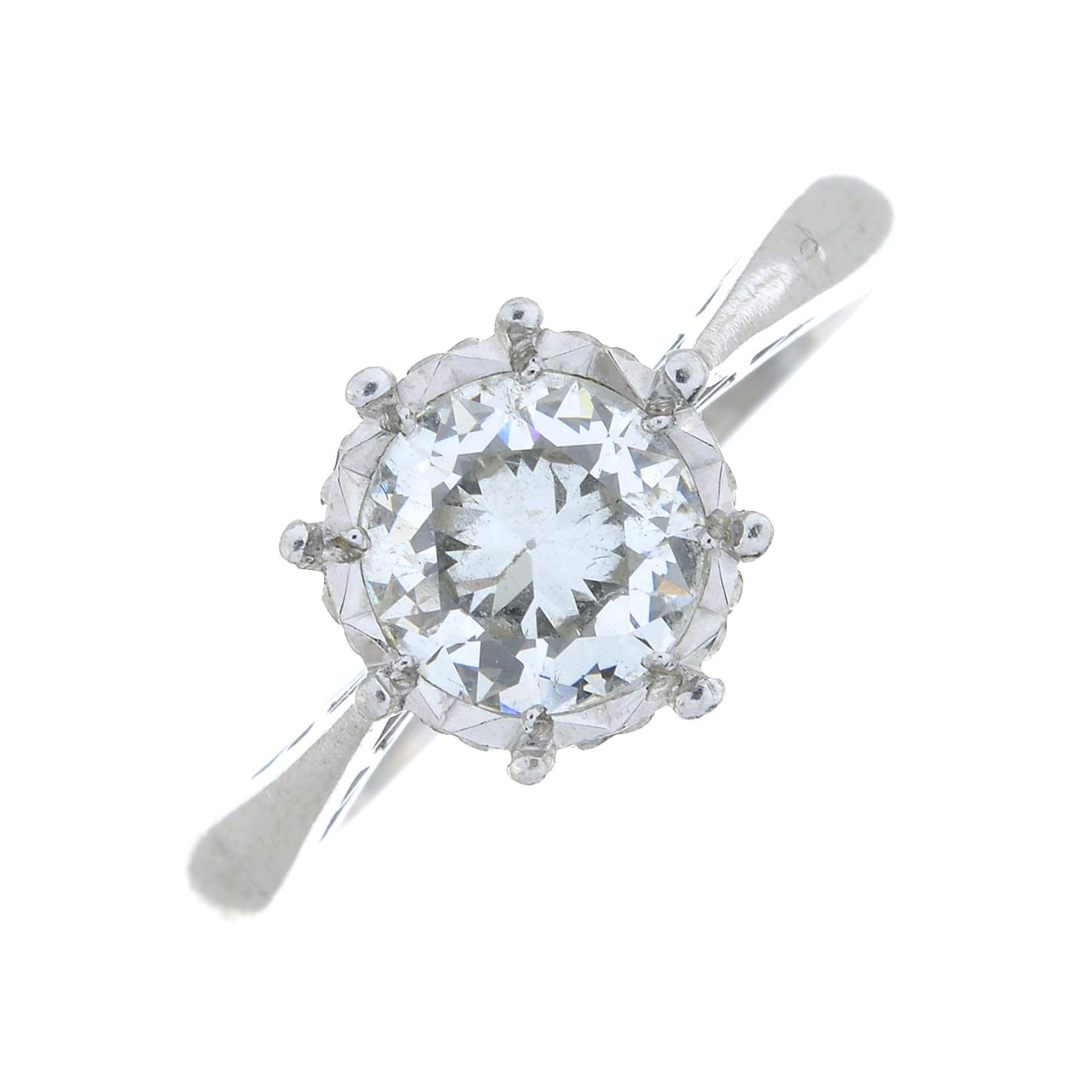 An 18ct gold brilliant-cut diamond single-stone ring.Diamond weight 0.85ct,