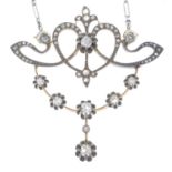 An Art Nouveau silver and gold old and rose-cut diamond pendant,