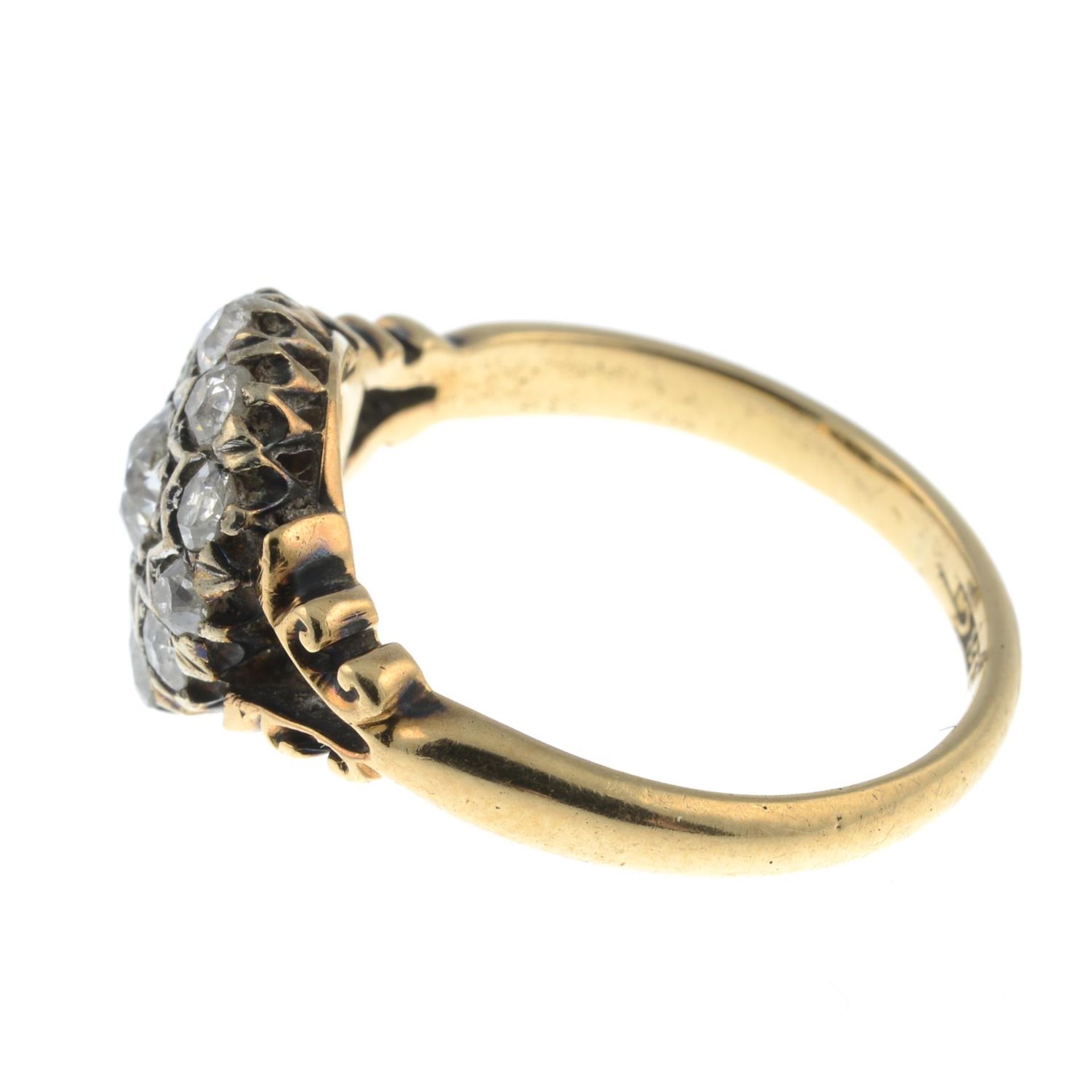 A late 19th century 18ct gold old-cut diamond cluster ring.Estimated total diamond weight 0.70ct, - Bild 3 aus 3