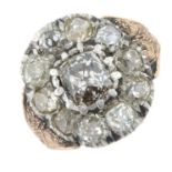 A mid to late 19th century old-cut diamond cluster ring.